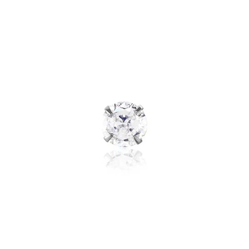 Boucle D'oreille Puce Unitaire Niels Argent Blanc Oxyde De Zirconium