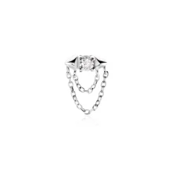 Boucle D'oreille Puce Unitaire Duane Argent Blanc Oxyde De Zirconium