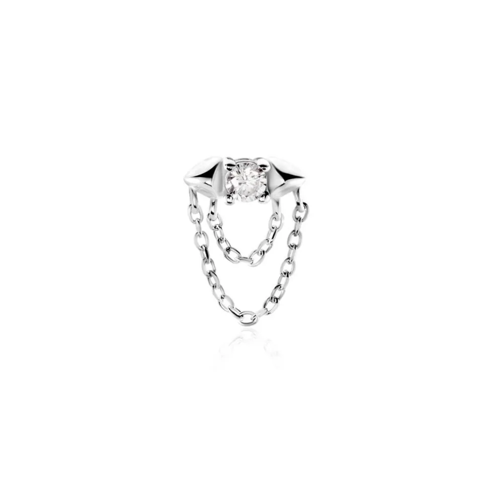Boucle D'oreille Puce Unitaire Duane Argent Blanc Oxyde De Zirconium