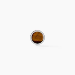 Boucle D'oreille Puce Unitaire Acier Blanc Maarten Oeilo De Tigre