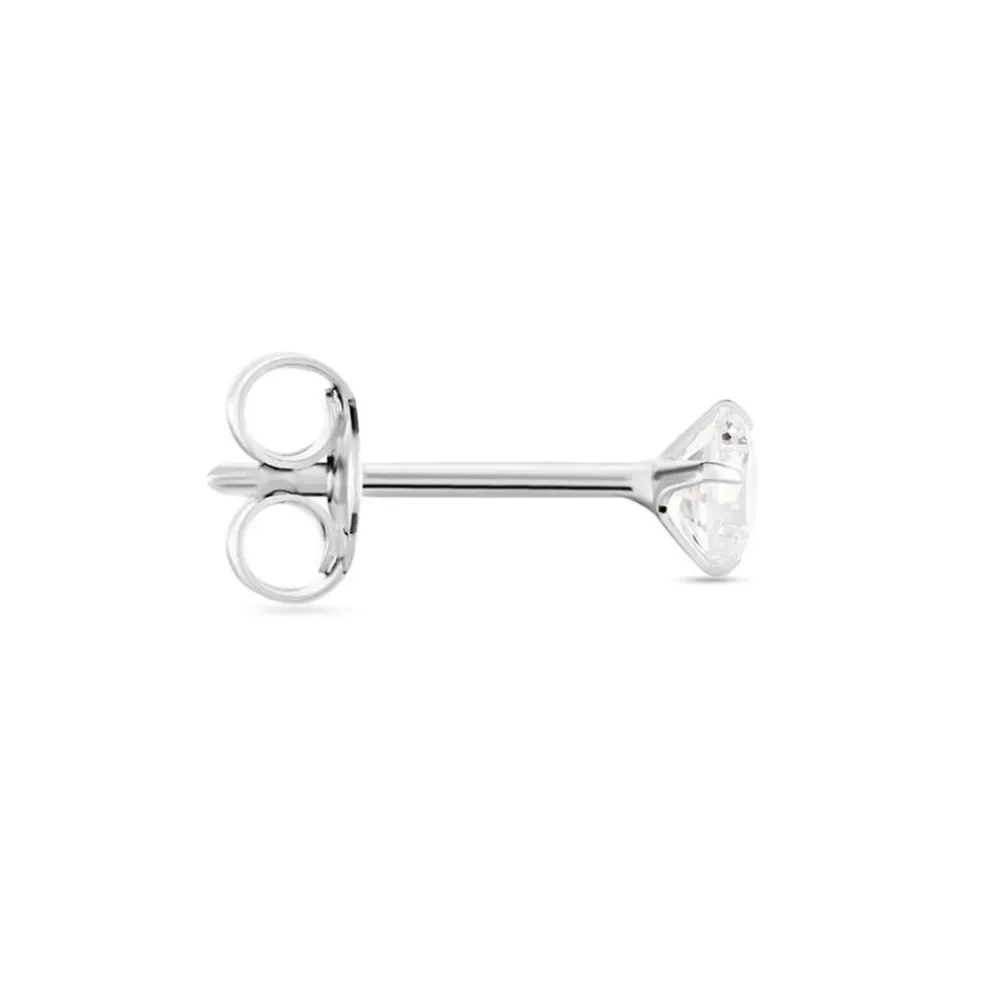 Boucle D'oreille Puce Unitaire Niels Argent Blanc Oxyde De Zirconium