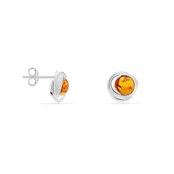 Boucles D'oreilles Argent Blanc Franjo Ambre