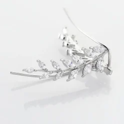 Boucles D'oreilles Grimpantes Sakira Argent Blanc Oxyde De Zirconium