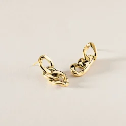 Boucles D'oreilles Hera Pendantes Acier Doré