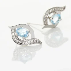 Boucles D'oreilles Lydia Or Blanc Topaze Oxyde