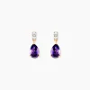 Boucles D'oreilles Pendantes Zuleika Or Jaune Améthyste Oxyde De Zirconium