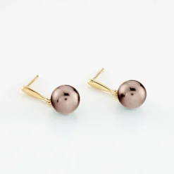 Boucles D'oreilles Pendantes Semi-baroque Or Jaune Perle De Tahiti