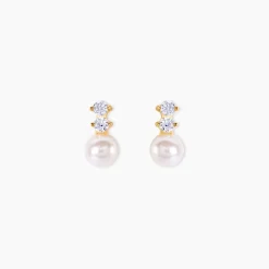 Boucles D'oreilles Pendantes Taima Or Jaune Perle De Culture