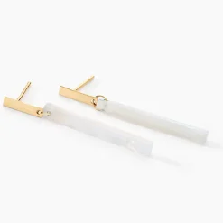 Boucles D'oreilles Pendantes Halcyone Or Jaune Nacre