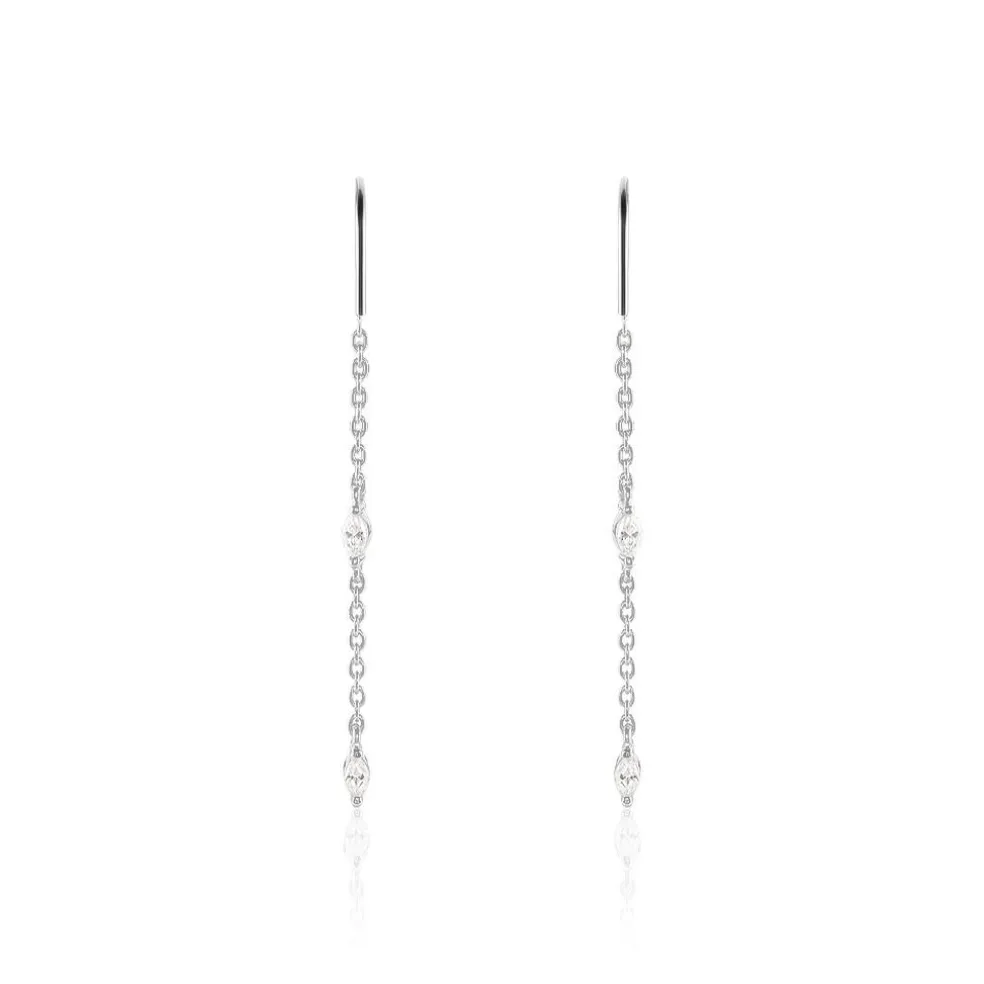Boucles D'oreilles Pendantes Garsha Argent Blanc Oxyde De Zirconium