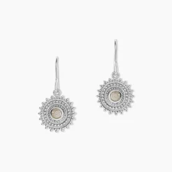 Boucles D'oreilles Pendantes Nyoko Argent Blanc Labradorite