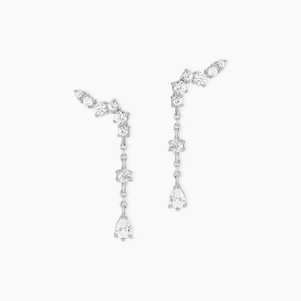 Boucles D'oreilles Pendantes Lir Argent Blanc Oxyde De Zirconium