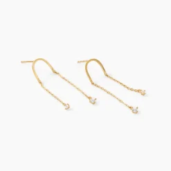 Boucles D'oreilles Pendantes Falling Star Or Jaune Oxyde De Zirconium