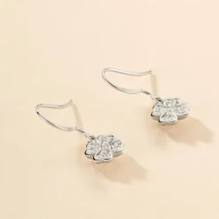 Boucles D'oreilles Pendantes Fortunata Argent Blanc Oxyde De Zirconium
