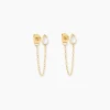 Boucles D'Oreilles Pendantes Ondée Or Jaune Nacre