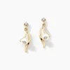 Boucles D'oreilles Pendantes Orientale Or Jaune Perle De Culture