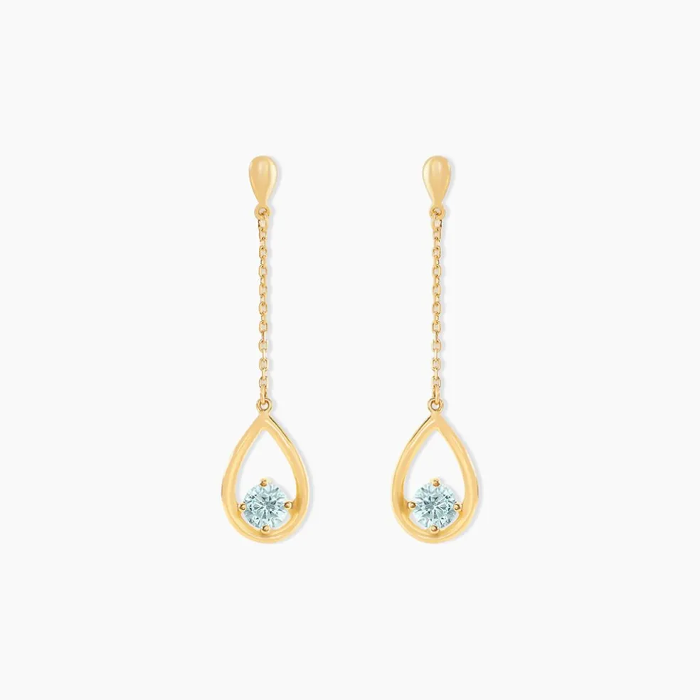 Boucles D'oreilles Pendantes Or Jaune Ossian Topaze