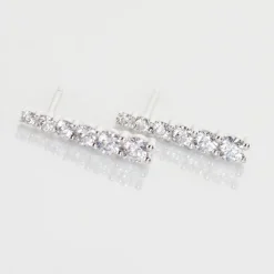 Boucles D'oreilles Pendantes Georas Or Blanc Oxyde