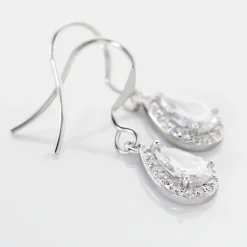 Boucles D'oreilles Pendantes Perce-neige Argent  Oxyde De Zirconium