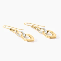 Boucles D'Oreilles Pendantes Pentti Or Bicolore