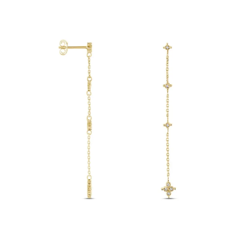 Boucles D'oreilles Pendantes Ziha Plaqué Or Jaune Oxyde De Zirconium