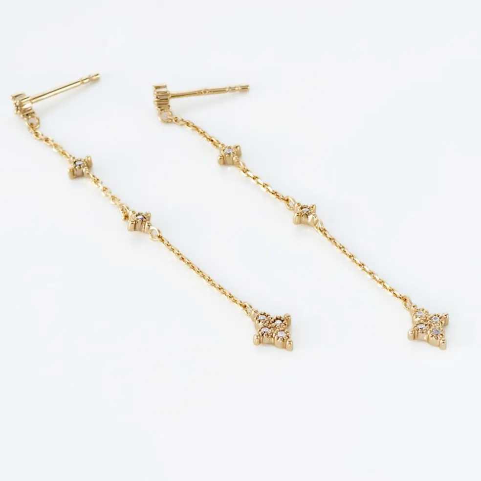 Boucles D'oreilles Pendantes Ziha Plaqué Or Jaune Oxyde De Zirconium
