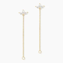 Boucles D'oreilles Pendantes Tiara Or Jaune Oxyde De Zirconium