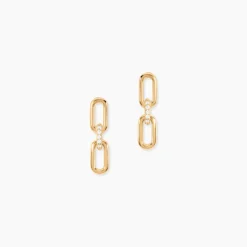 Boucles D'Oreilles Pendantes Lueur Plaqué Or Jaune Oxyde De Zirconium