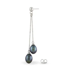 Boucles D'oreilles Pendantes Axell Argent Blanc Perle De Culture