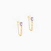 Boucles D'Oreilles Pendantes Jardin Secret Or Jaune Améthyste Oxyde De Zirconium