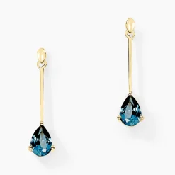 Boucles D'oreilles Pendantes Goutte Or Jaune Topaze