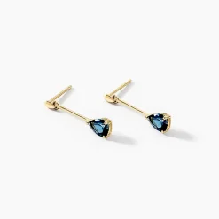 Boucles D'oreilles Pendantes Goutte Or Jaune Topaze