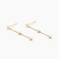 Boucles D'Oreilles Pendantes Madhav Or Jaune Diamant Synthétique