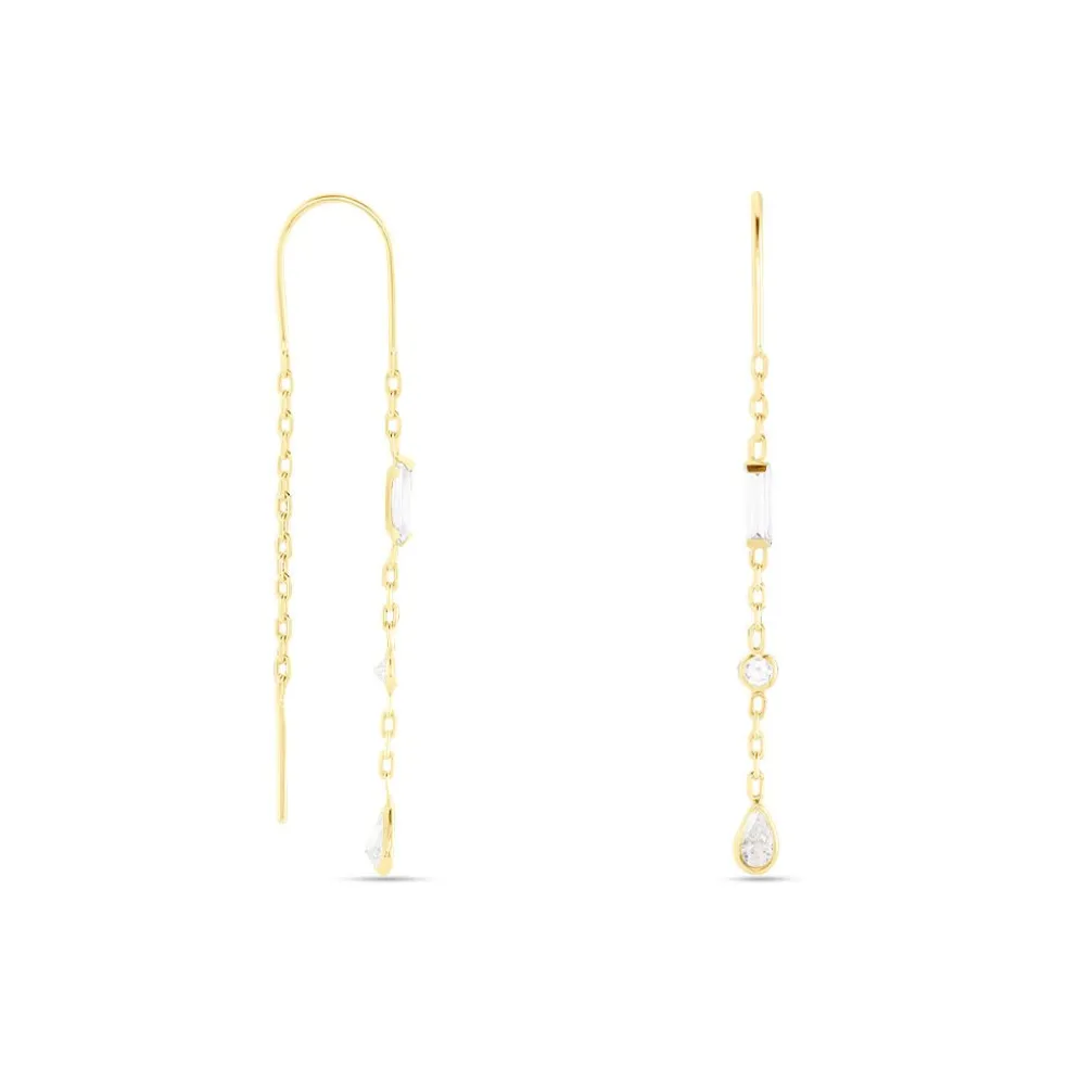 Boucles D'oreilles Pendantes Otso Or Jaune Oxyde De Zirconium
