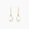 Boucles D'oreilles Pendantes Baroque Or Jaune Perle De Culture