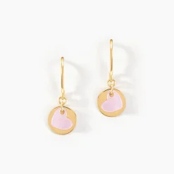 Boucles D'oreilles Pendantes Cleomela Coeur Or Jaune Nacre