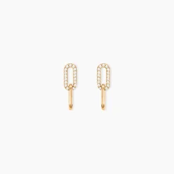 Boucles D'Oreilles Pendantes Lueur Plaqué Or Jaune Oxyde De Zirconium