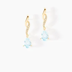 Boucles D'oreilles Pendantes Or Jaune Assaf Topaze