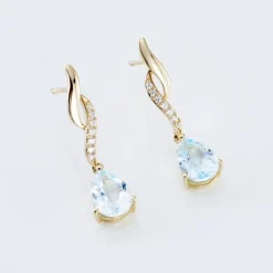 Boucles D'oreilles Pendantes Or Jaune Assaf Topaze