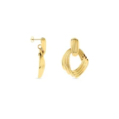 Boucles D'oreilles Pendantes Estefany Acier Inoxydable Doré