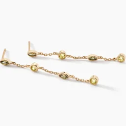 Boucles D'oreilles Pendantes Angelica Plaque Or Jaune Oxyde Zirconium