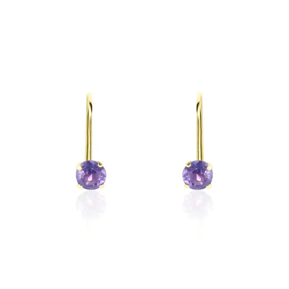 Boucles D'oreilles Pendantes Or Jaune Zoe Améthyste
