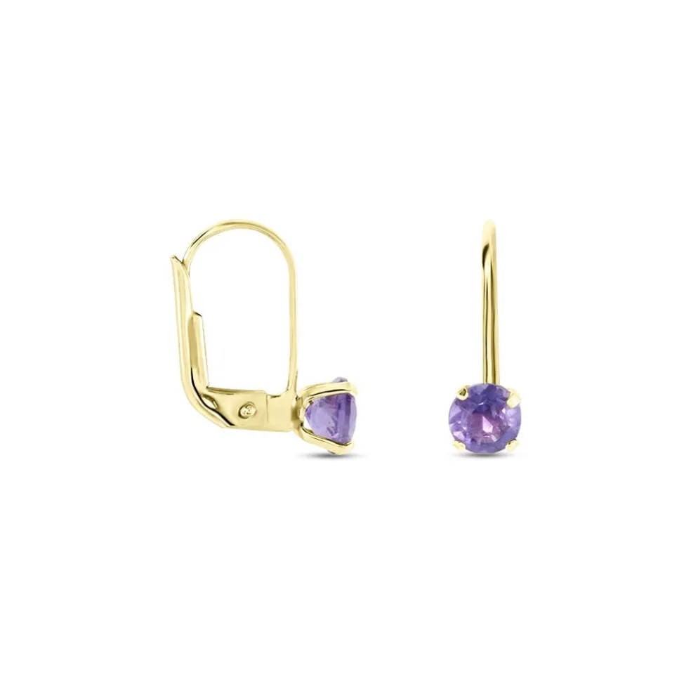 Boucles D'oreilles Pendantes Or Jaune Zoe Améthyste
