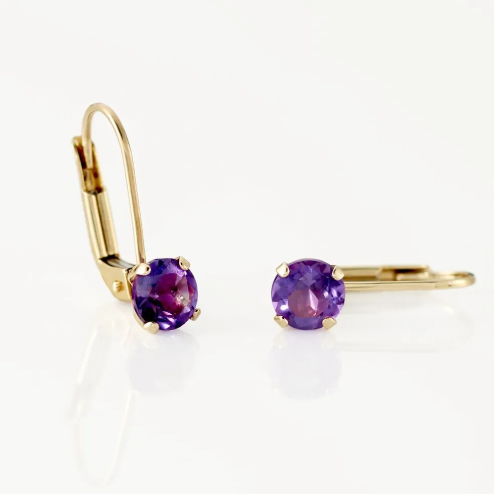 Boucles D'oreilles Pendantes Or Jaune Zoe Améthyste