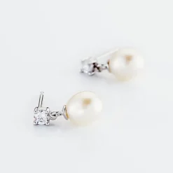 Boucles D'oreilles Pendantes Dolores Argent  Perle De Culture Et Oxyde