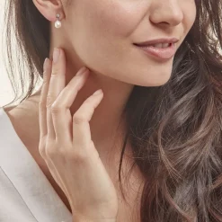 Boucles D'oreilles Pendantes Dolores Argent  Perle De Culture Et Oxyde