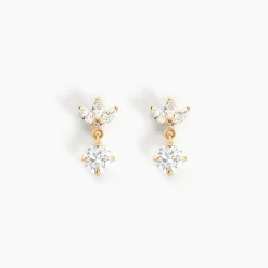 Boucles D'oreilles Pendantes Lavra Or Jaune Oxyde De Zirconium