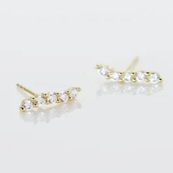 Boucles D'oreilles Pendantes Dahina Or Jaune Oxyde De Zirconium