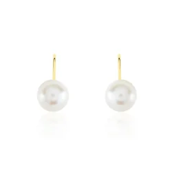 Boucles D'oreilles Pendantes Akoya Or Jaune Perle De Culture D'akoya