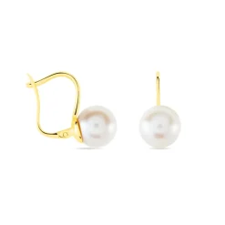 Boucles D'oreilles Pendantes Akoya Or Jaune Perle De Culture D'akoya